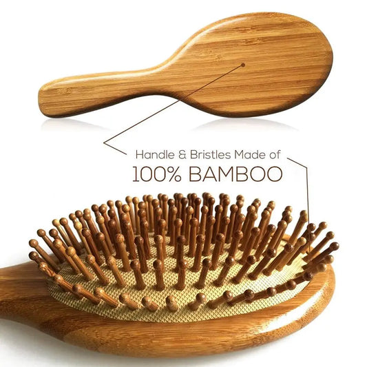 Wood Paddle Cushion Massage Hair Brush